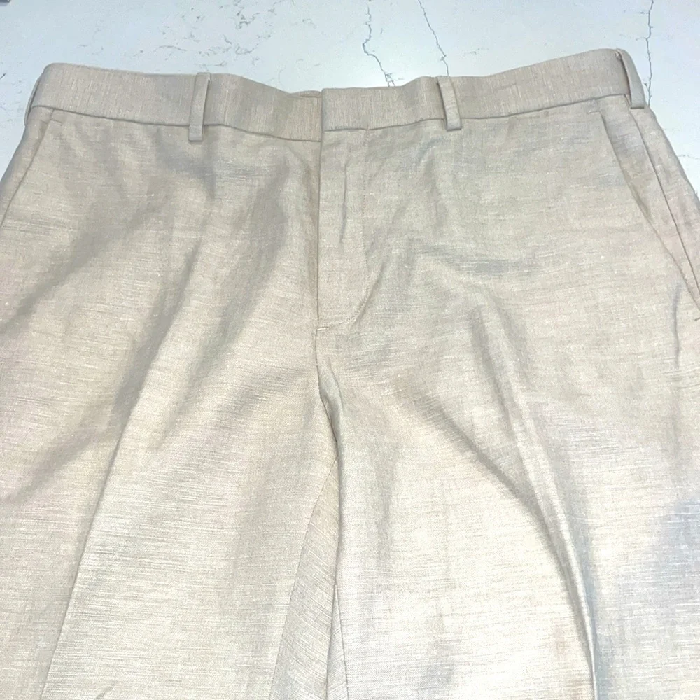 Cubavera Linen Blend Pants Men 34x34 Khaki Classic Fit Flat Front NWOT Resort